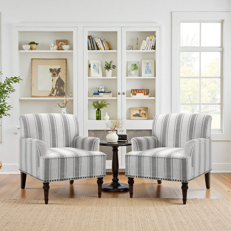 Fauteuil Iliana, Lin rayé gris