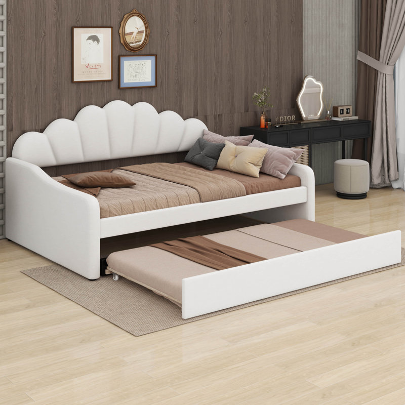 Martiya Full Size Upholstered Daybed with Trundle, White