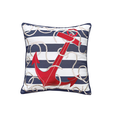Embroidered Outdoor Throw Pillow