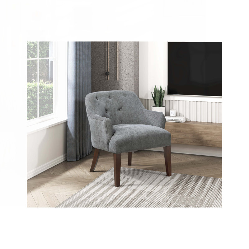 Fauteuil rembourré en tissu avec 4 pieds, Gris anthracite