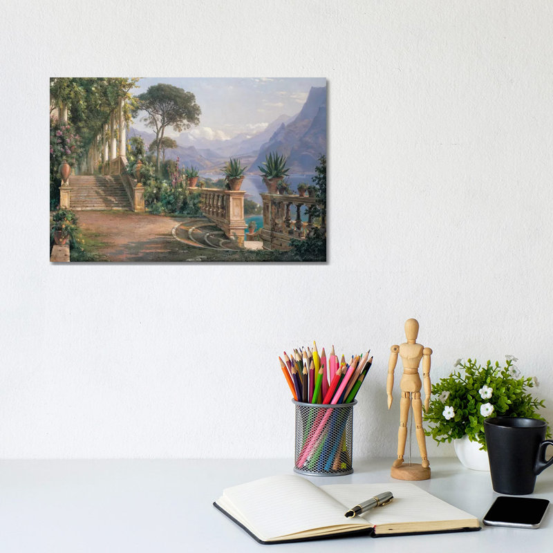 Lodge On Lake Como by Carl Frederick Aagaard - Wrapped Canvas Print, 20.32 cm H x 30.48 cm W