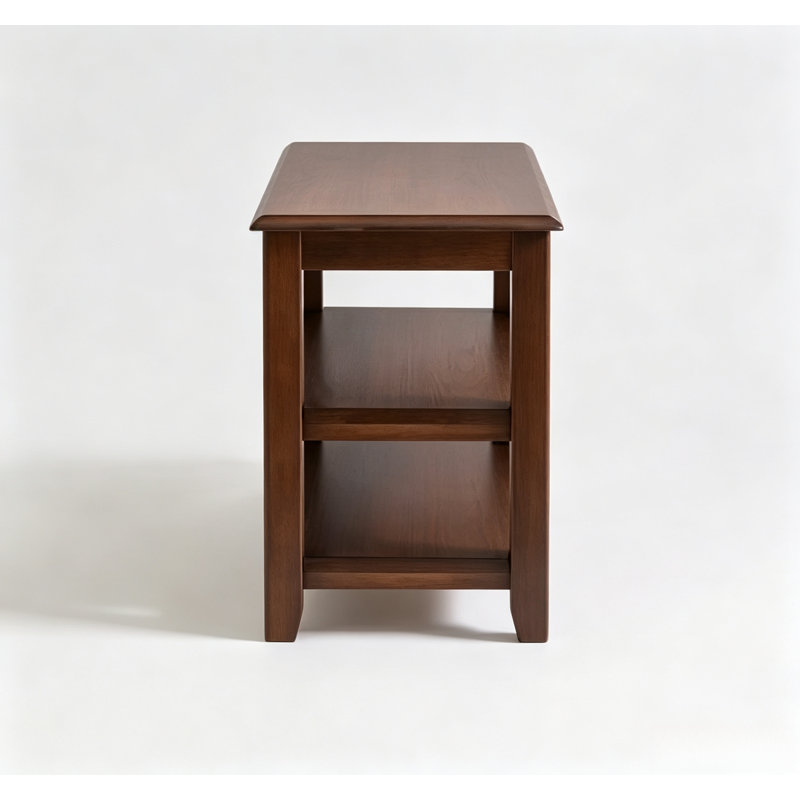 Console rustique en bois massif de noyer, table d'entrée/de couloir à 3 niveaux avec rangement ouvert et 2 étagères réglables, table d'appoint autoportante et multifonctionnelle pour salon, hall d'entrée, couloir et petits espaces