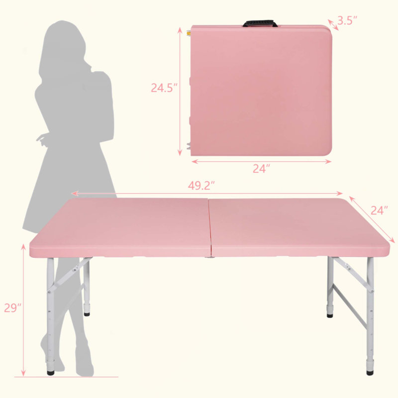 Table pliante portative rose 4 pi 4 po poids pliable intérieur et extérieur 135 kg