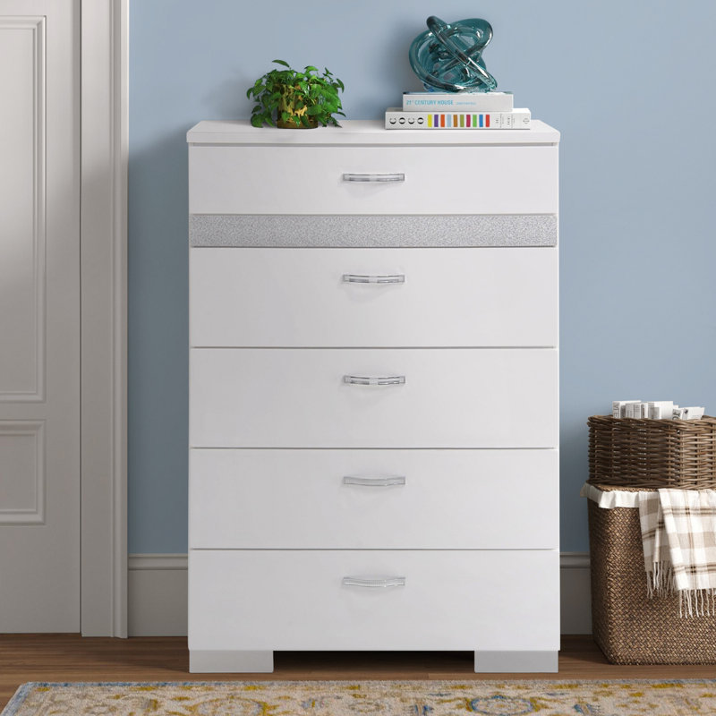 Jubi Tuxedo White High Gloss 6-Drawer Chest