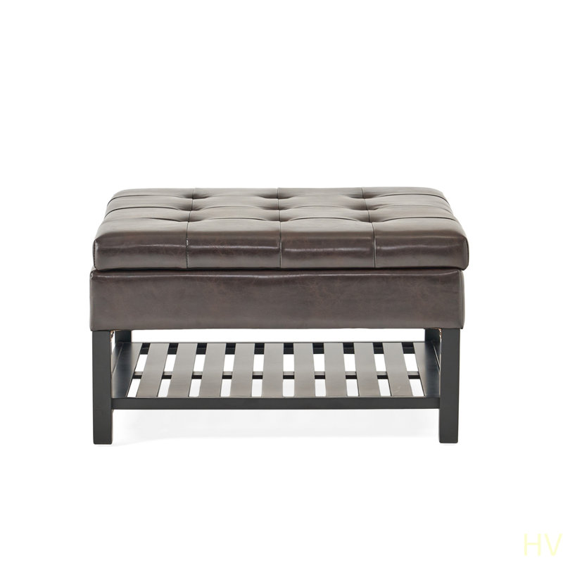 Table de repose-pieds avec rangement, repose-pieds carré avec rangement et support inférieur, table de repose-pieds capitonnée et rembourrée pour le salon