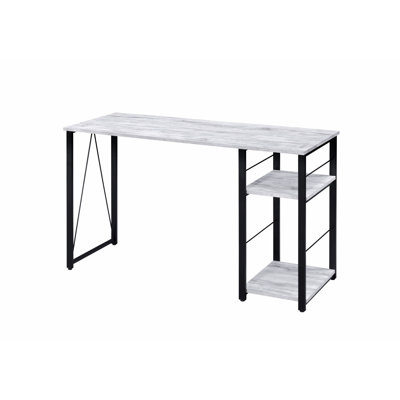 Writing Desk, Rectangle Office Desk With 2 Tier Open Shelf