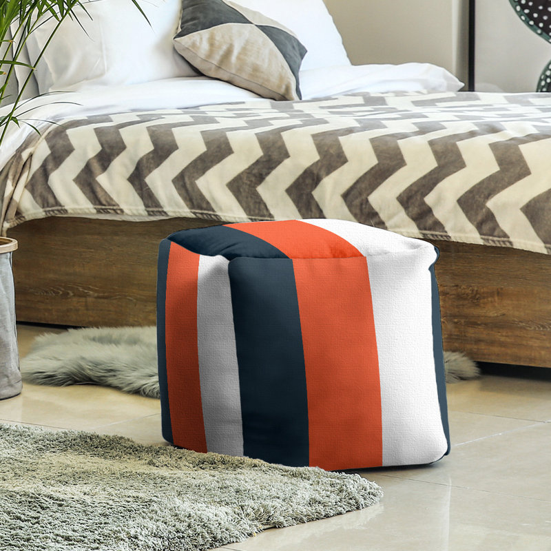 Repose-pieds cubique Tennessee, Orange / bleu marine / blanc, H 13 po x l 13 po x P 13 po