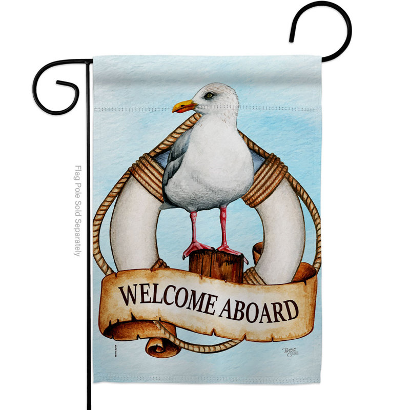 Drapeau de jardin en polyester Seagull House, H 18,5 po x l 13 po