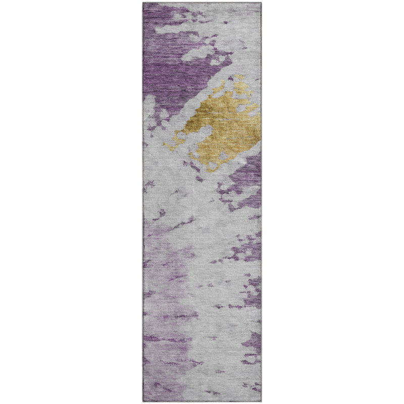 Premium Machine Washable Cerrito Purple Rug, Runner 2'3" x 7'6"