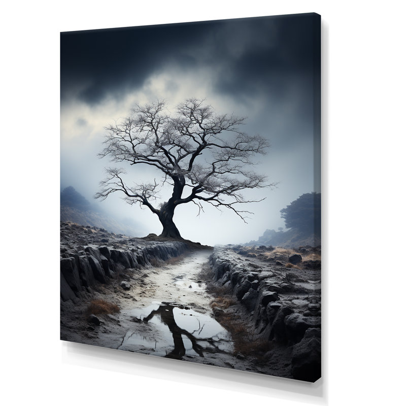 Arbre, ombrages tranquilles et monochromes III - art mural floral et botanique dans le salon, H 20 po x l 12 po x P 1 po
