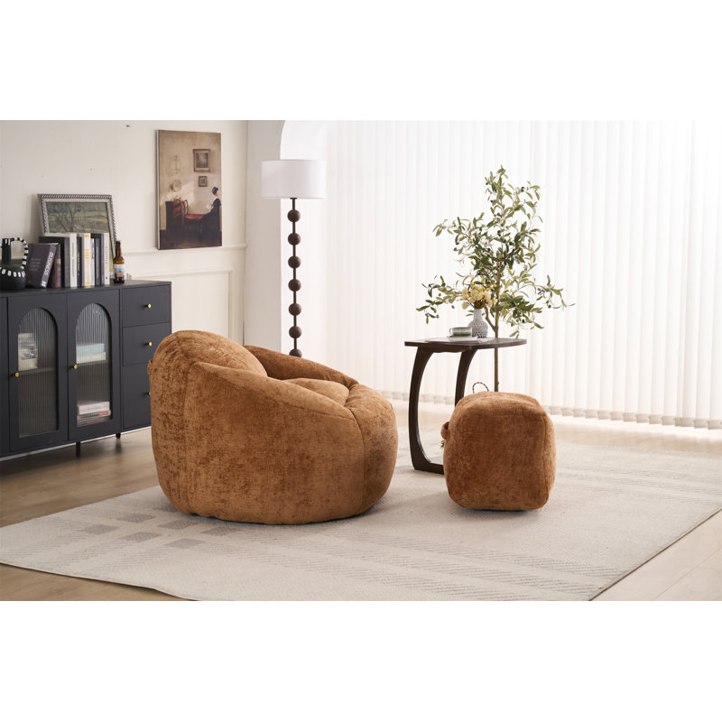 Foam Bean Bag Chairs For Adults/Teens With Filling, Orange Chenille