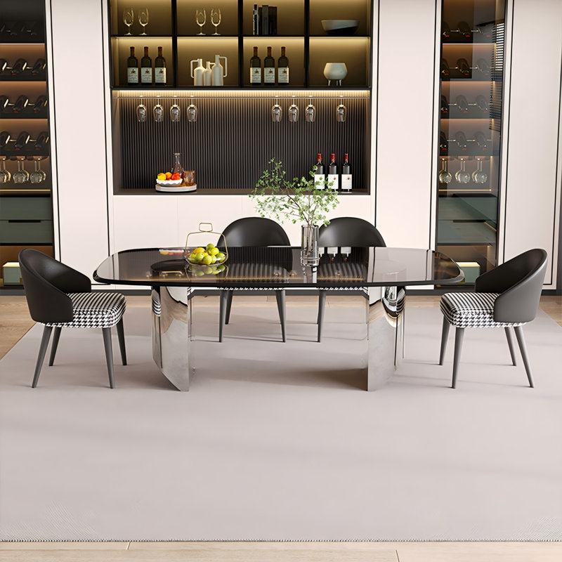 Table de salle à manger en acier inoxydable, H 29,53 po x L 70,87 po x l 35,43 po