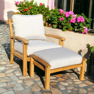 Shirk Teak Outdoor Lounge Chair with Ottoman