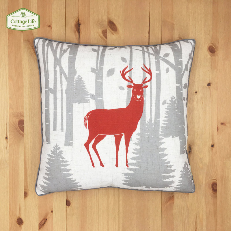 Housse de coussin en bois FOREST TRAIL, Rouge, Polyfill