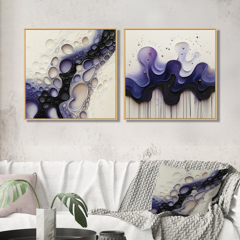 Rhénanie bruine de lavande liquide Dreams I - goutte d'art mural, ensemble de 2 décorations murales modernes, 16" H x 33" W