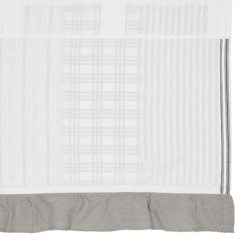  Cantonnière à carreaux en coton sur mesure en noir / blanc, L 19 po x L 90 po