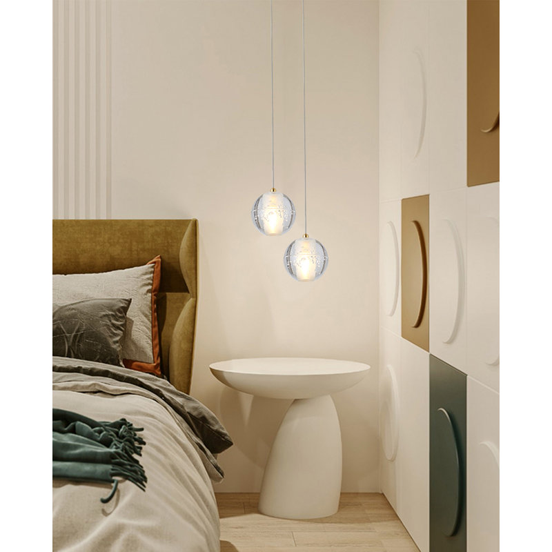 Luminaire suspendu sphère en cristal 1 lumière, Or