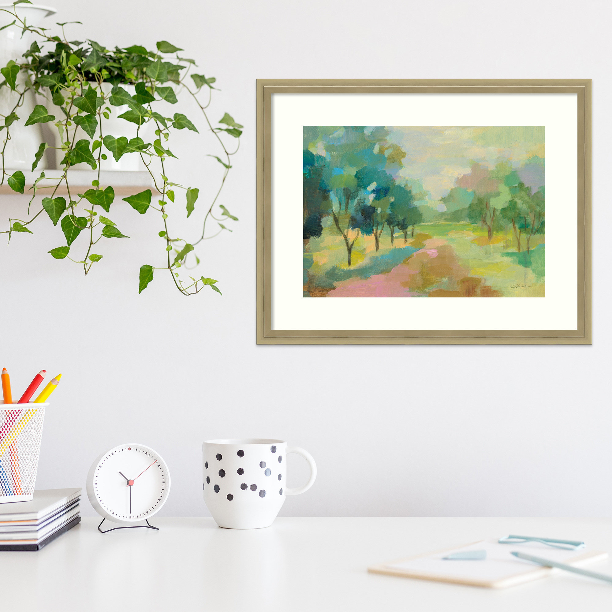 Sunrise Forest by Silvia Vassileva, Champagne Framed Paper, 15" H x 19" W
