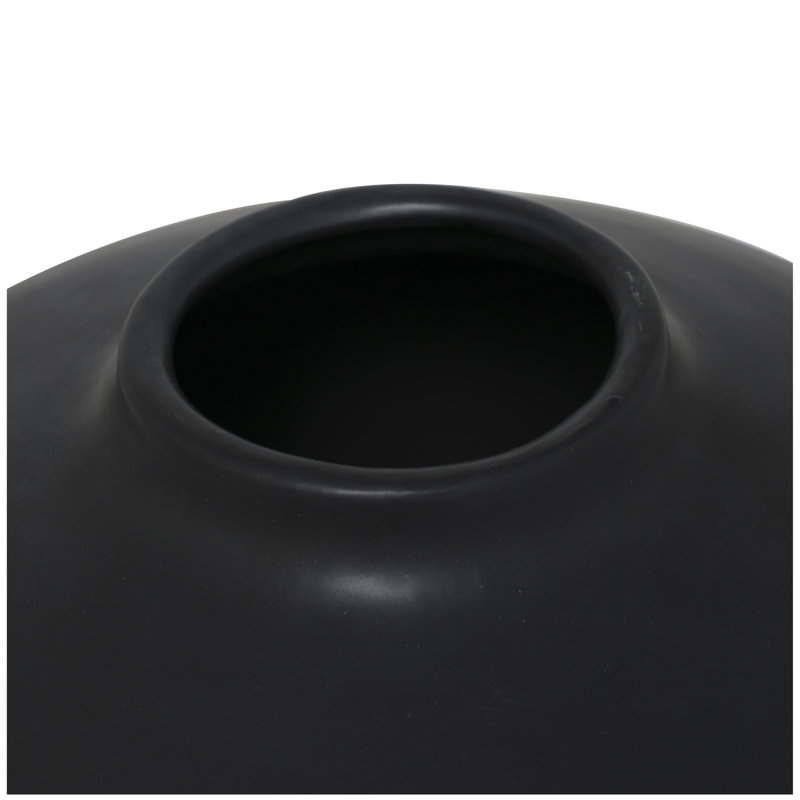Mable Round Ceramic Table Vase, Black