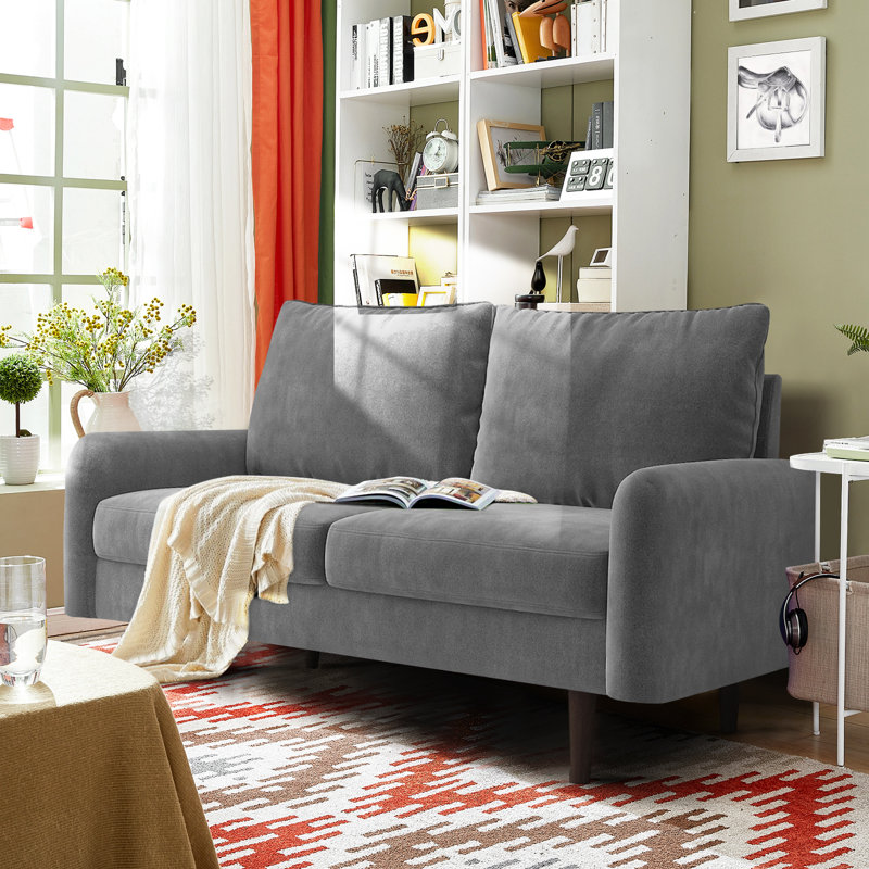 Causeuse Marick, Velours gris velours, H 33,1 po x l 56,3 po x P 31,1 po