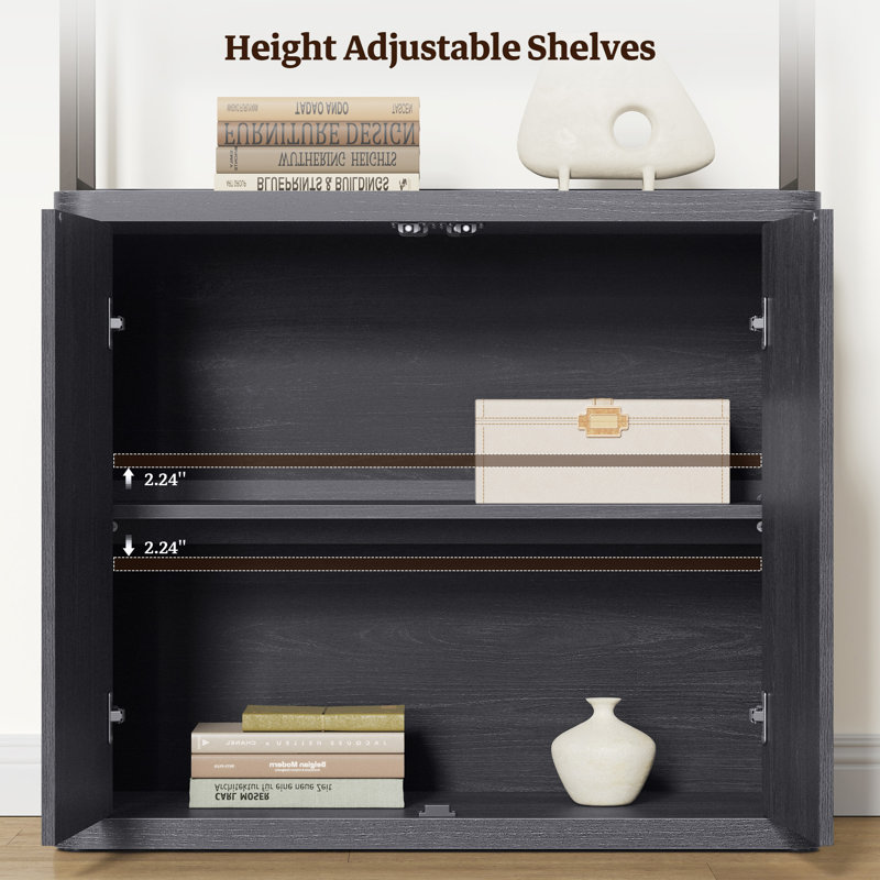 Cesiro 70.8'' H X 34.6'' W 5-Tier Storage Bookcase With Adjustable Shelves, Dark Gray Alder