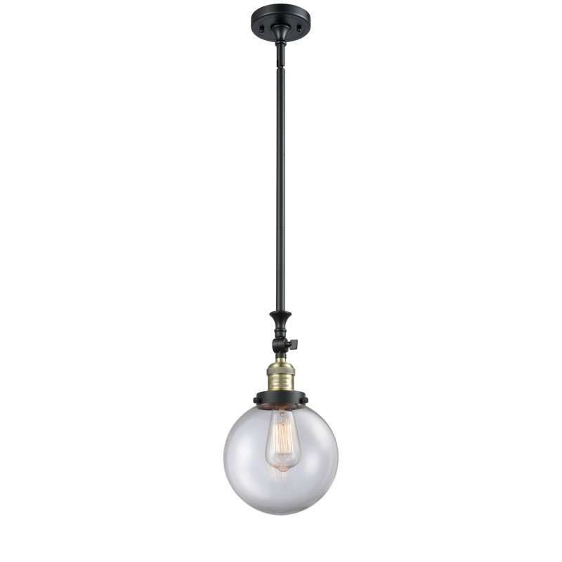 Luminaire suspendu sphère 1 lumière Zarmayr, Ampoule non incluse, Transparent, Laiton antique noir
