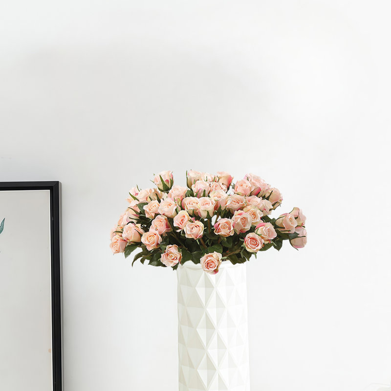 12PCS Fleurs artificielles roses en soie, Champagne