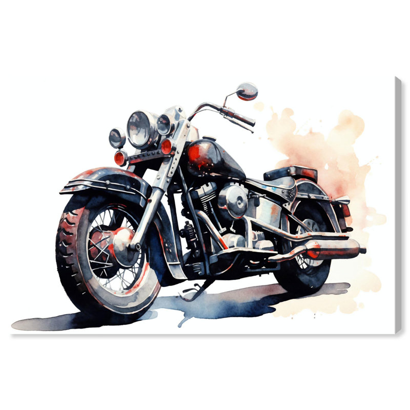 Watercolor Motorbike Canvas Art Print, 30" x 20"