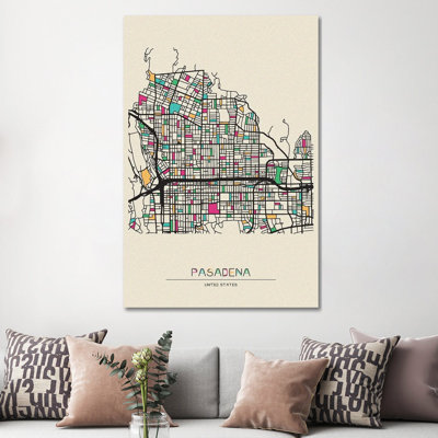 " Pasadena, California Map " by Ayse Deniz Akerman