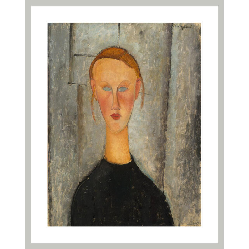 «Girl with Blue Eyes» par Amedeo Modigliani - Estampe numérique encadrée, 41.5" H x 33.15" W