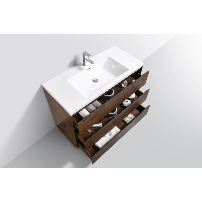 Single Bathroom Vanity Base Only, Rosewood
