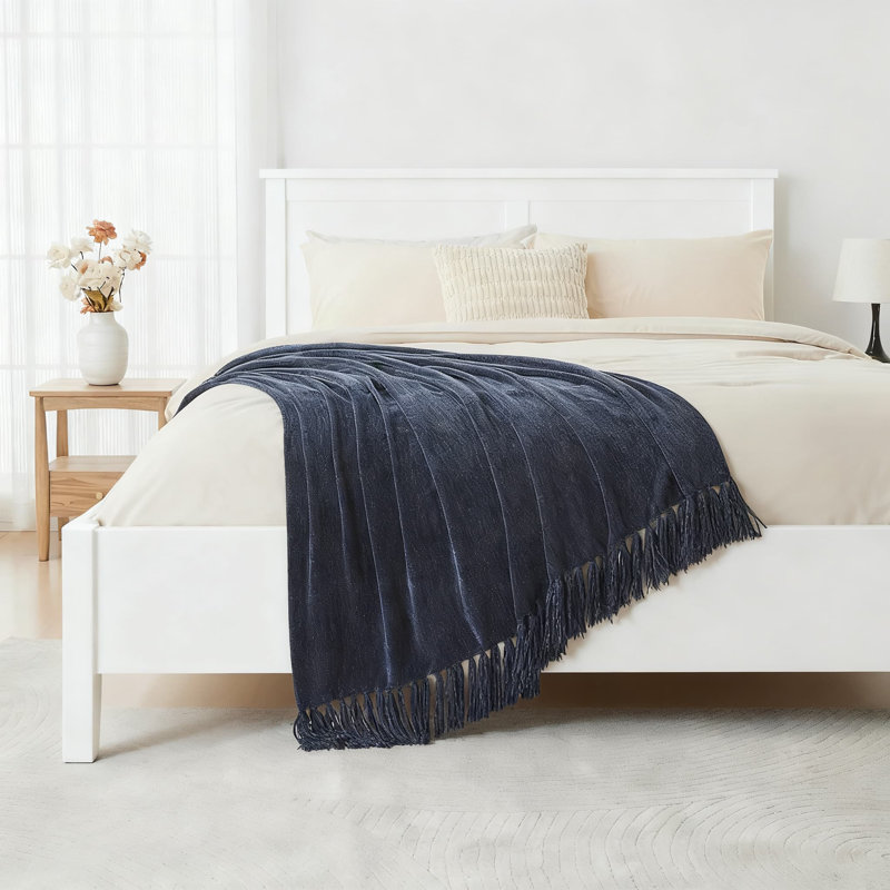 Jeté en chenille pour canapé et lit, couverture décorative pelucheuse super douce avec pampilles à franges, jeté léger toutes saisons pour canapé, décoration intérieure et douillette