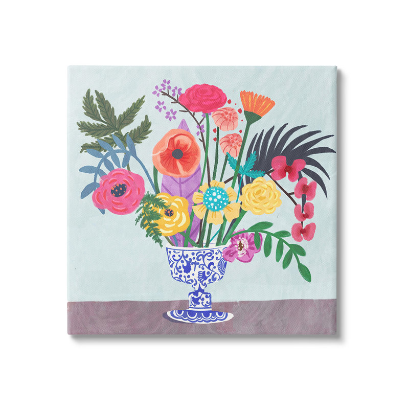 "Modern Modern Bouquet In Vase", art mural par Juliet Rose, H 17 po x l 17 po