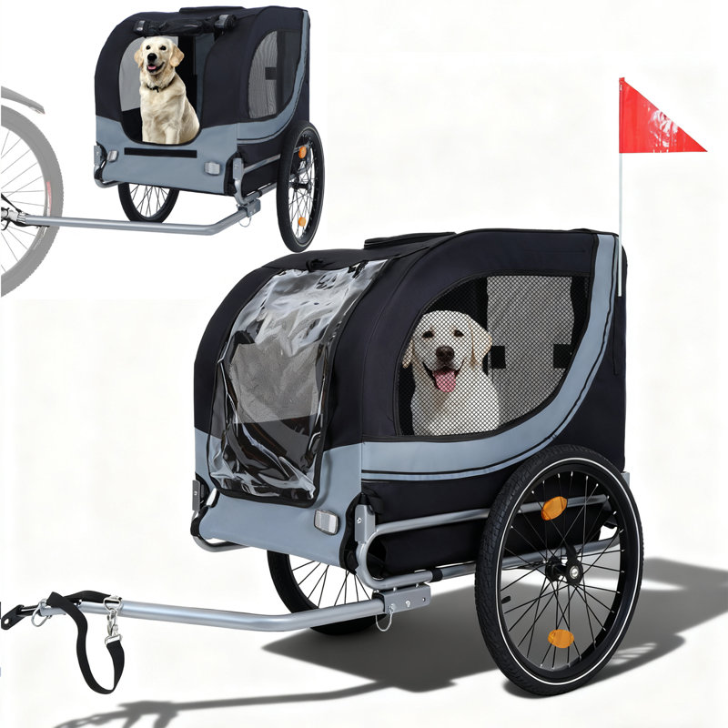 Dog Bike Trailer For Small To Large Dogs - 132lbs Capacity, Foldable