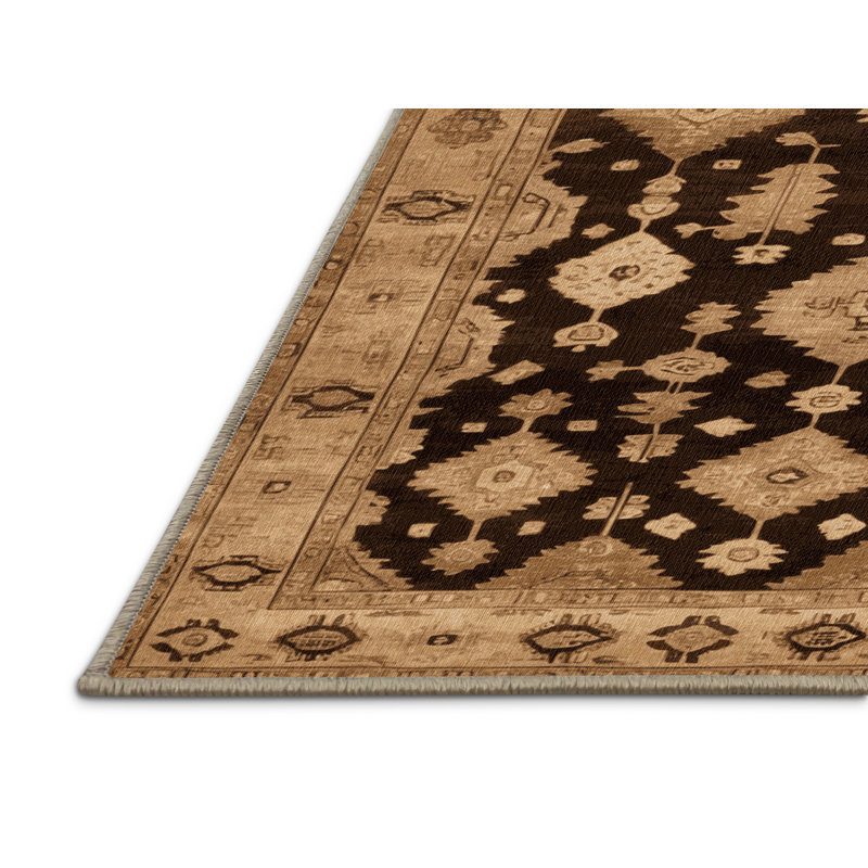 Tapis brun lavable à la machine, Rectangle 5 pi x 7 pi