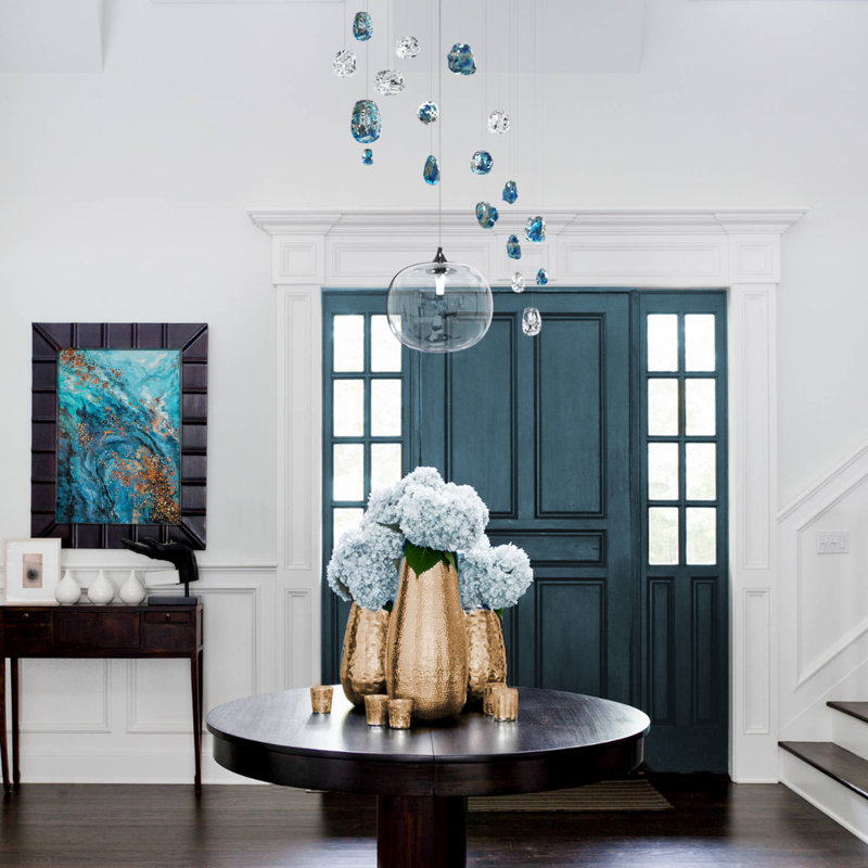 Luminaire suspendu Capri, Bleu Amalfi, Argent