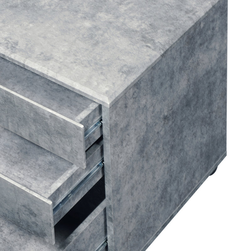 Classeur en faux béton et argent pour rangement de bureau industriel, Pierre grise