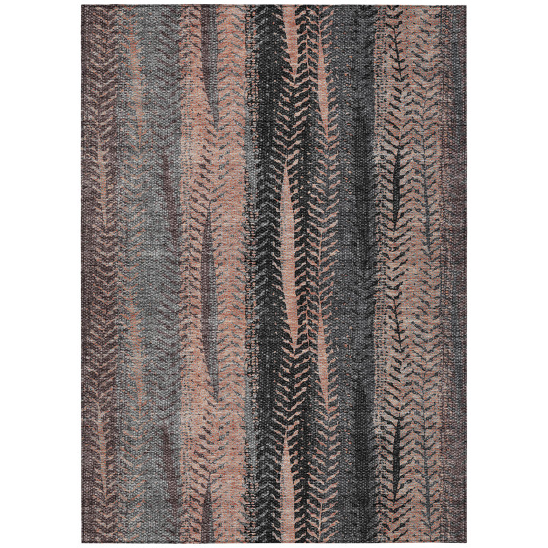 Tapis d'intérieur lavable à feuilles de charbon de bois 9 pi x 12 pi