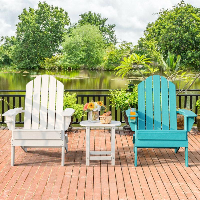 Coulver Foldable Outdoor Adirondack Chair, White