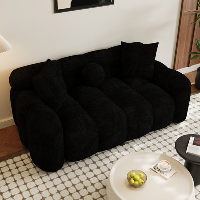 Modern Upholstered Sofa, Chenille Tufted Loveseat Couch