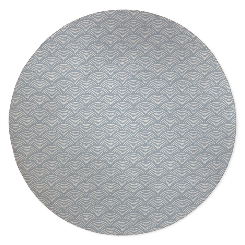 Rolling Waves Non-Slip Outdoor Rug, Round 5'