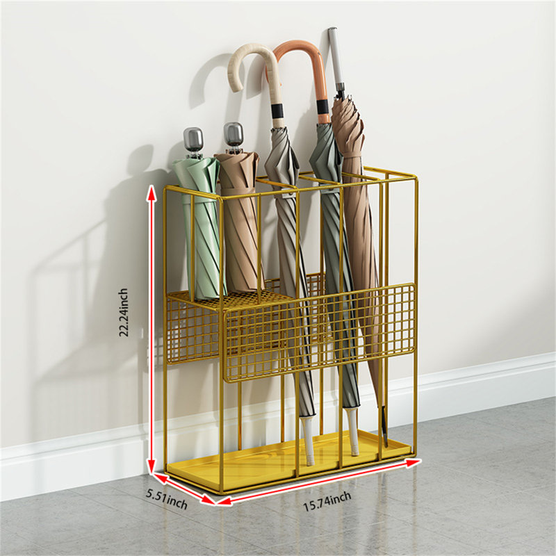 Metal Freestanding Umbrella Stand, Gold