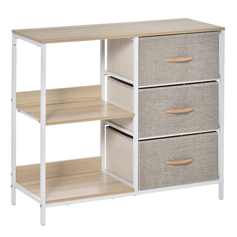 Gelilah Steel 80cm W 3 - Drawer Chest of Drawers, Grey/Light Brown