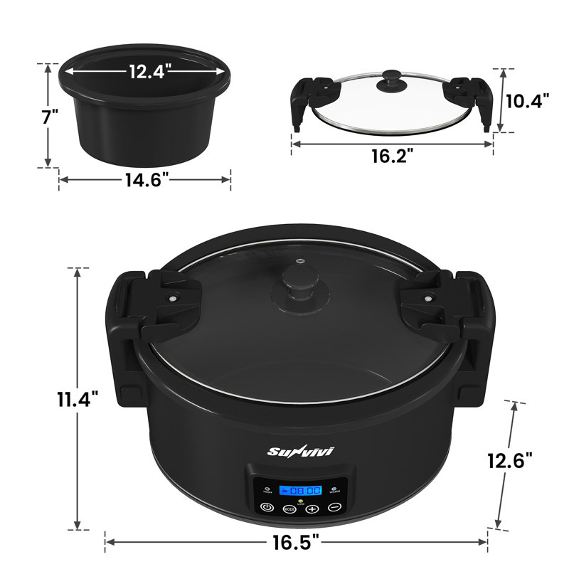 8.5 Quart Programmable Slow Cooker With Locking Lid, Black