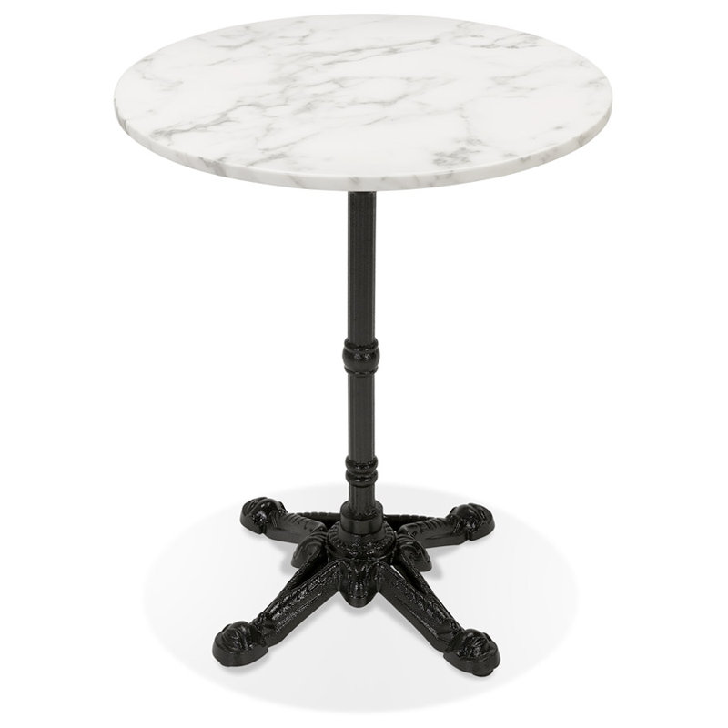Muth Round Metal Base Dining Table, White