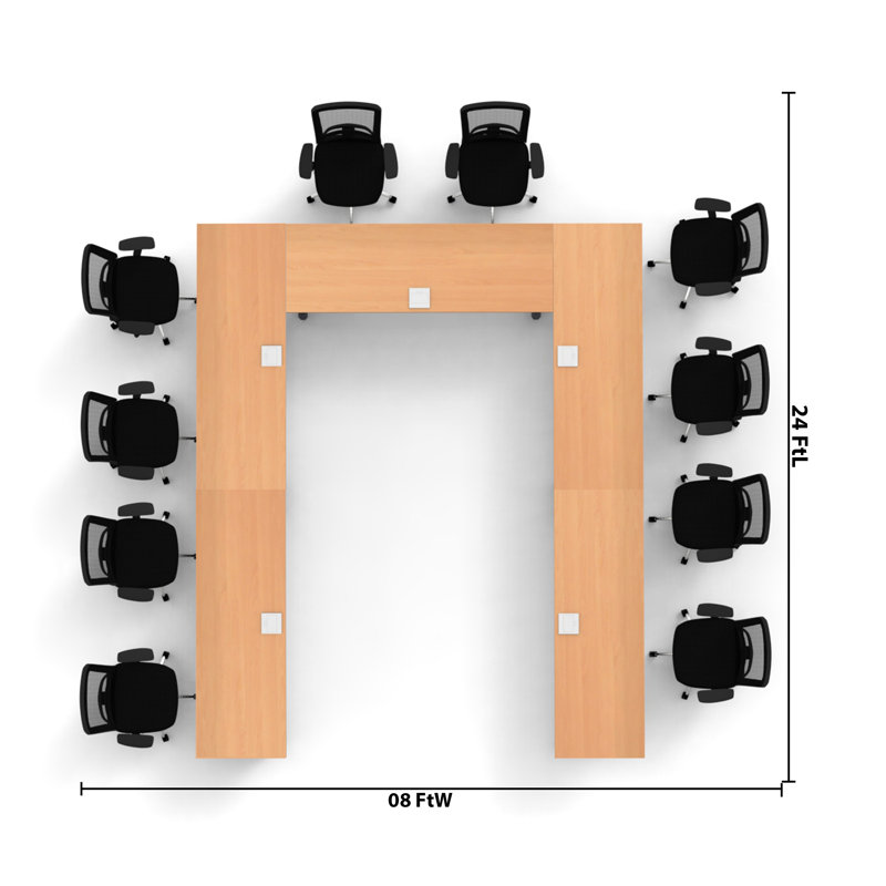 Rectangle 10 Person Flip Top 72'' L Modular Training Table and Chair Set with Casters and Modesty Panel and Cable Management