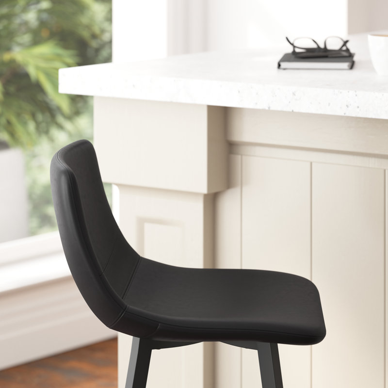 Brandy Upholstered Counter Stool with Metal Frame, Black