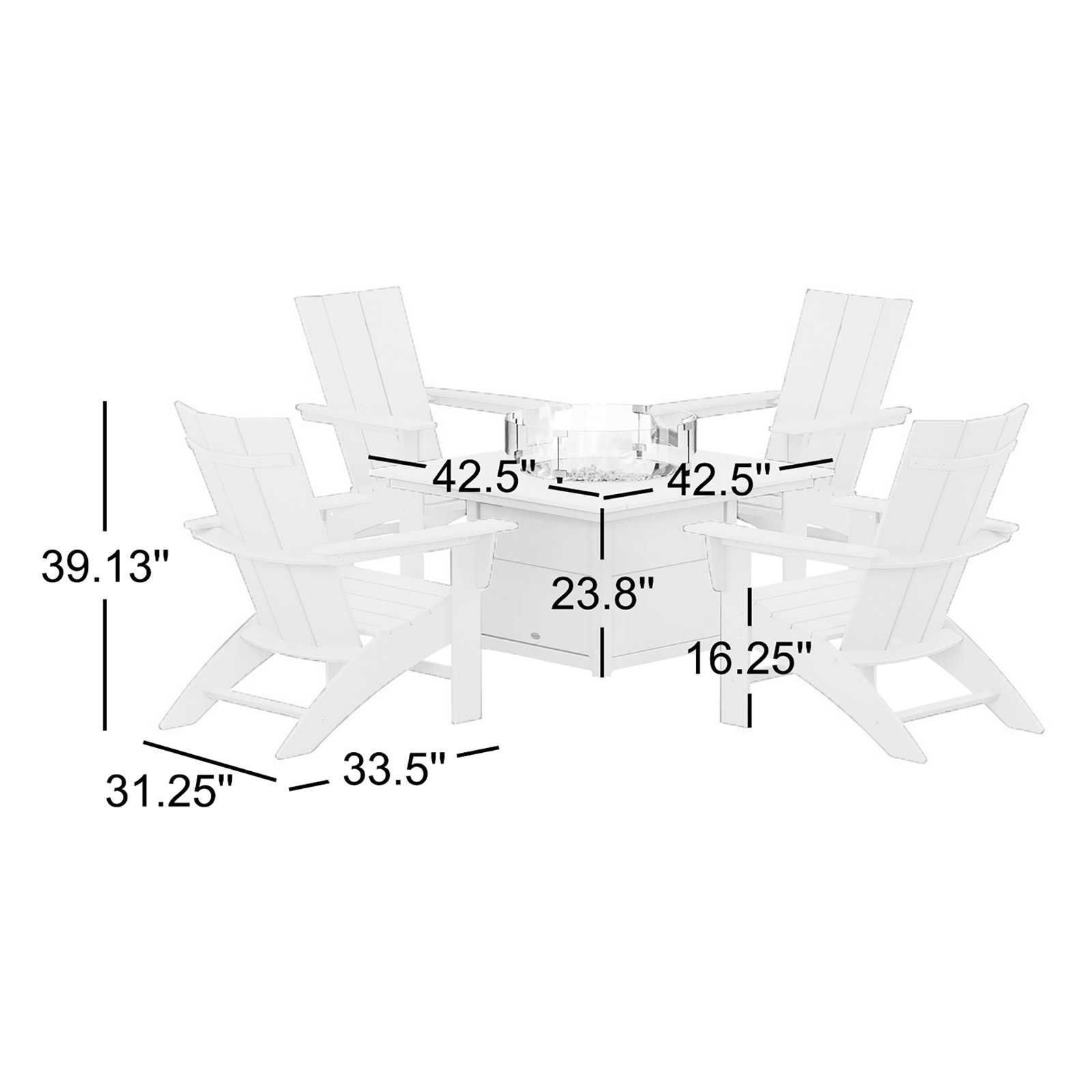 POLYWOOD® Modern Adirondack 4-Person Patio Seating Group, Black