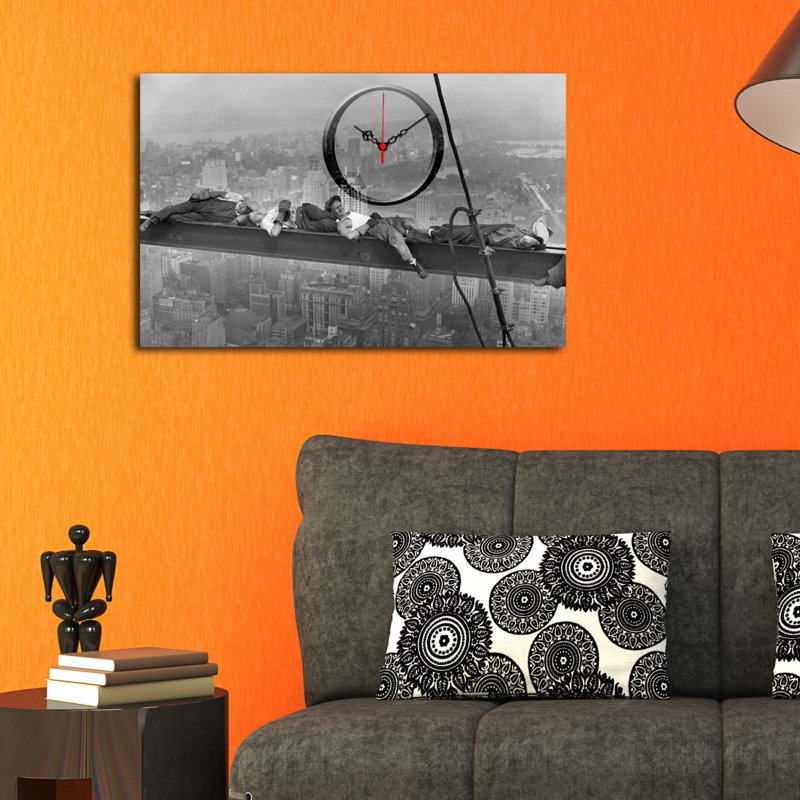 Horloge murale 17,7 po x 27,6 po Elegant 100% toile de suède, cadre 100% bois (épaisseur: 1,2 po) | Décoration élégante pour le salon, la chambre à coucher et le bureau, pièce unique et fonctionnelle