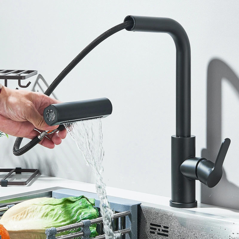 Robinet d'évier de cuisine noir mat